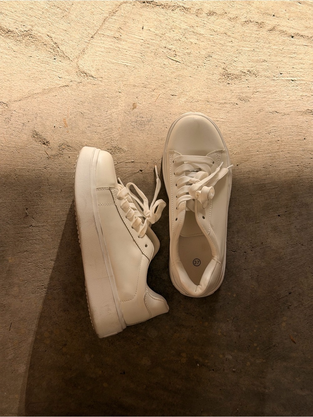 White Platform Lace-Up Sneakers